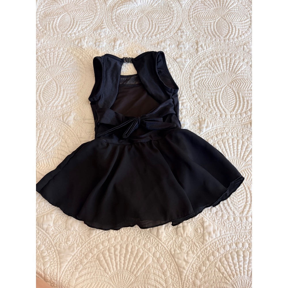 Danz N Motion Little Girls Black Dance Leotard Skirt Mesh Detail Open Back - Picture 5 of 11